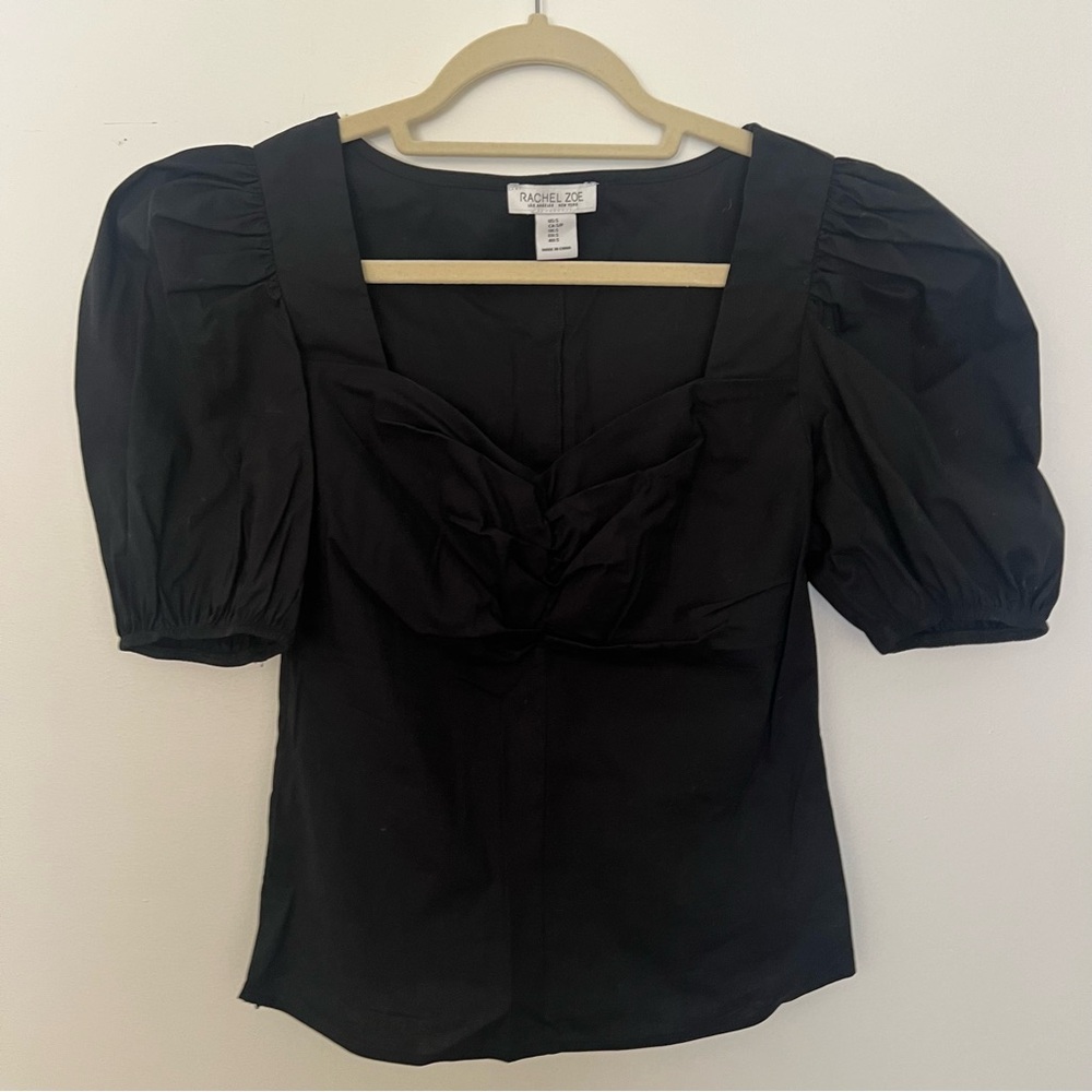 Rachel Zoe Puff Sleeve Top Black Womens Size Small